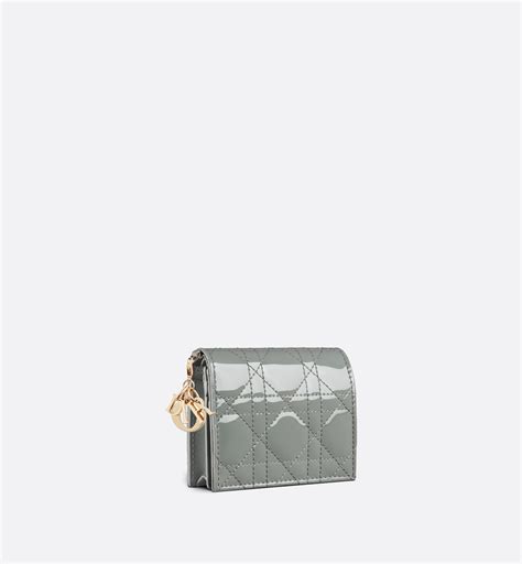 Mini Lady Dior Wallet Gray Stone Patent Cannage 